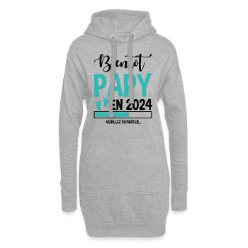 Bientôt Papy En 2024 Idée Cadeau Annonce Grossesse - Sweat-shirt à capuche long Femme - gris chiné - Devant