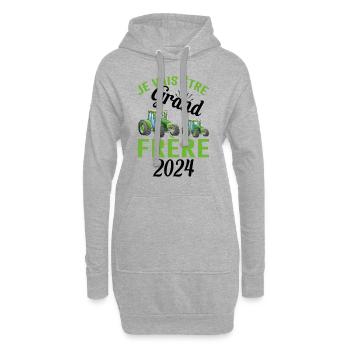 Je Vais Être Grand Frère 2024 - Sweat-shirt à capuche long Femme - gris chiné - Devant
