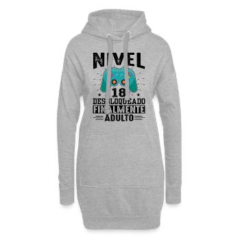 Niveau 18 Débloqué Anniversaire 18 Ans - Sweat-shirt à capuche long Femme - gris chiné - Devant