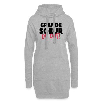 Grand Soeur De Ouf - Sweat-shirt à capuche long Femme - gris chiné - Devant