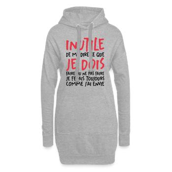 Inutile De Me Dire Ce Que Je Dois Faire - Sweat-shirt à capuche long Femme - gris chiné - Devant
