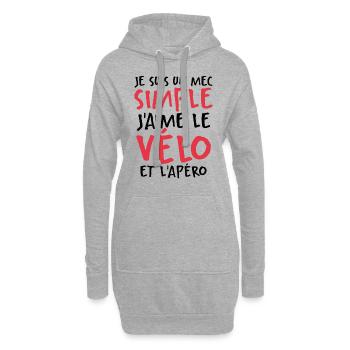 J'aime Le Vélo Et L'apéro - Sweat-shirt à capuche long Femme - gris chiné - Devant