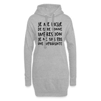 Je Me Fiche De Faire Bonne Impression - Sweat-shirt à capuche long Femme - gris chiné - Devant