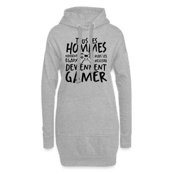 Les Meilleurs Hommes Deviennent Gamer - Sweat-shirt à capuche long Femme - gris chiné - Devant