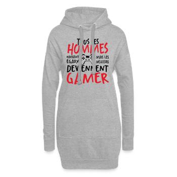 Les Meilleurs Hommes Deviennent Gamer - Sweat-shirt à capuche long Femme - gris chiné - Devant
