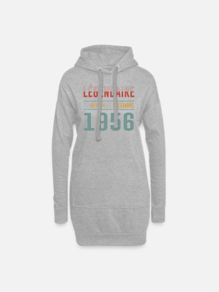 Légendaire Depuis Décembre 1956 Anniversaire - Sweat-shirt à capuche long Femme - gris chiné
