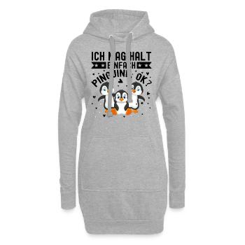 Ich Mag Halt Einfach Pinguine - Hoodie-Kleid - Grau meliert - Vorne