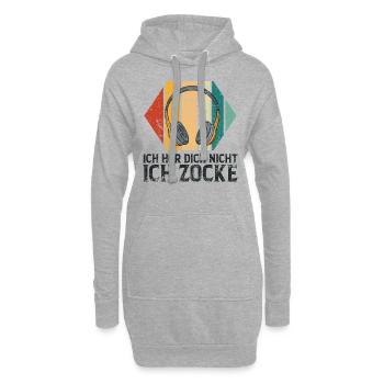 Ich Höre Dich Nicht Ich Spiele - Hoodie-Kleid - Grau meliert - Vorne