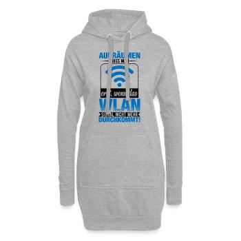 Aufräumen Muss Man Erst Wenn Das Wlan - Hoodie-Kleid - Grau meliert - Vorne