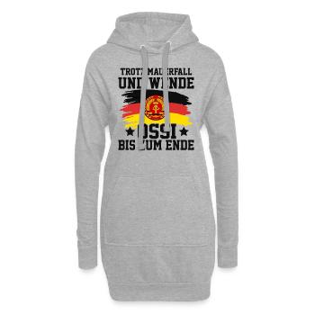 Trotz Mauerfall Und Wende Ossi Bis Zum Ende - Hoodie-Kleid - Grau meliert - Vorne