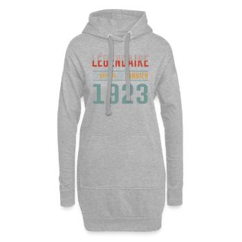Légendaire Depuis Janvier 1923 Anniversaire - Sweat-shirt à capuche long Femme - gris chiné - Devant