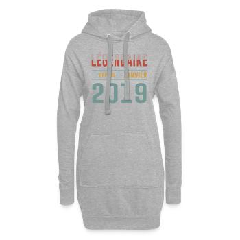 Légendaire Depuis Janvier 2019 Anniversaire - Sweat-shirt à capuche long Femme - gris chiné - Devant