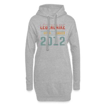 Légendaire Depuis Janvier 2012 Anniversaire - Sweat-shirt à capuche long Femme - gris chiné - Devant