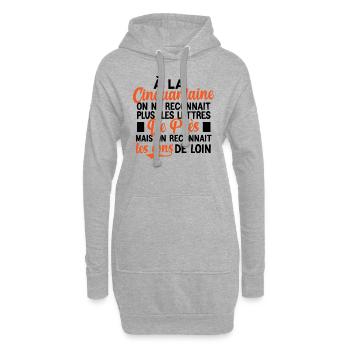 t-shirt anniversaire 50 ans cadeau humour - Sweat-shirt à capuche long Femme - gris chiné - Devant