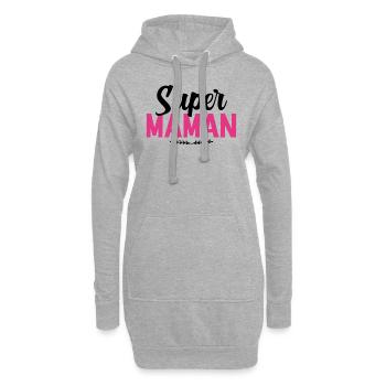 Super Maman - Sweat-shirt à capuche long Femme - gris chiné - Devant