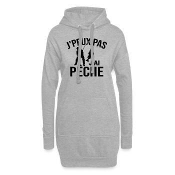 Je Peux Pas J'ai Pêche - Sweat-shirt à capuche long Femme - gris chiné - Devant
