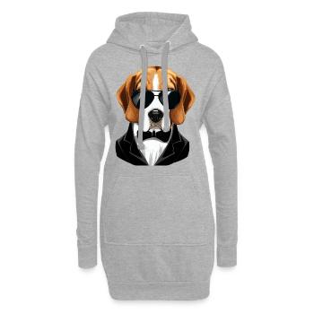 Beagle der Entdecker - Hoodie-Kleid - Grau meliert - Vorne