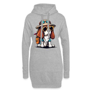 Beagle der Abenteurer - Hoodie-Kleid - Grau meliert - Vorne