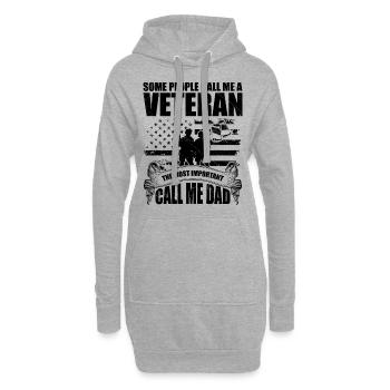 Manche Leute nennen mich einen Veteranen - Hoodie-Kleid - Grau meliert - Vorne