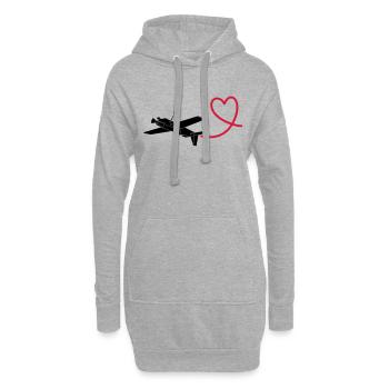 Kunstflugzeug Herz fliegen Pilot Geschenk - Hoodie-Kleid - Grau meliert - Vorne