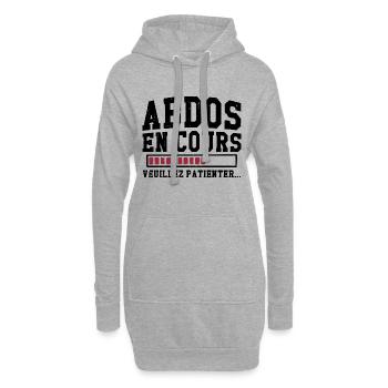 Abdos en cours veuillez patienter - Sweat-shirt à capuche long Femme - gris chiné - Devant