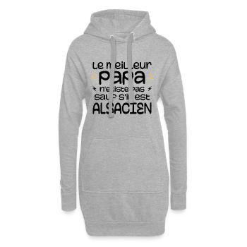 Le Meilleur Papa N'existe Pas Sauf Si Alsacien - Sweat-shirt à capuche long Femme - gris chiné - Devant