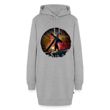 Christen Religion Glauben Kreuz Geschenkidee - Hoodie-Kleid - Grau meliert - Vorne