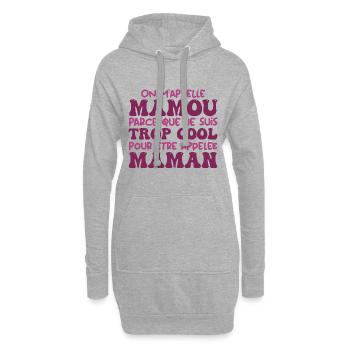 On M'appelle Mamou Parce Que Trop Cool Maman - Sweat-shirt à capuche long Femme - gris chiné - Devant