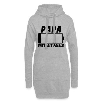 Papa Batterie Faible - Cadeau Humour - Sweat-shirt à capuche long Femme - gris chiné - Devant