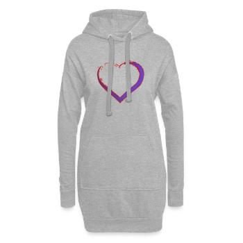 Lila Herz Logo - Hoodie-Kleid - Grau meliert - Vorne