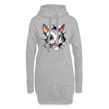 Hole Peekaboo: Baby-Katze auf Abenteuer - Hoodie-Kleid - Grau meliert - Vorne