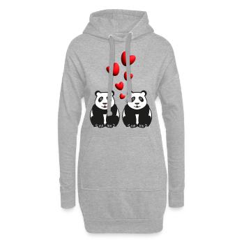 Panda Liebe mit vielen Herzen. - Hoodie-Kleid - Grau meliert - Vorne