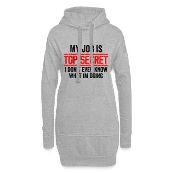 Mein Job ist streng geheim, auch wenn ich es nicht weiß, lustig - Hoodie-Kleid - Grau meliert - Vorne