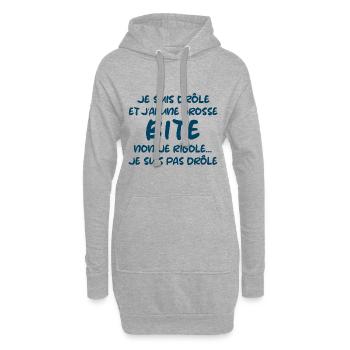 Je suis drôle et j'ai une grosse bite cadeau - Sweat-shirt à capuche long Femme - gris chiné - Devant