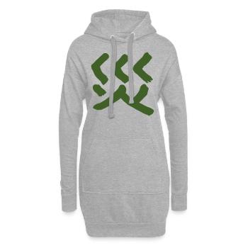 Desaster / Katastrophe - Auf Japanisch/ KHAKI Grün - Hoodie-Kleid - Grau meliert - Vorne