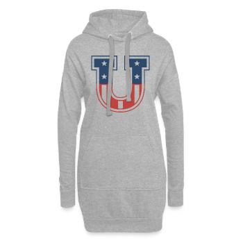 Lettre U États-Unis - Sweat-shirt à capuche long Femme - gris chiné - Devant