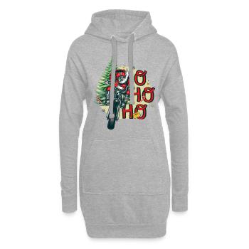 Weihnachtsmann Biker, Weihnachtsmann auf einem Motorrad. Frohe Weihnachten. - Hoodie-Kleid - Grau meliert - Vorne