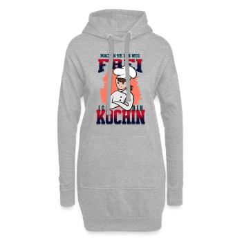 Köchin ist immer im Stress - Hoodie-Kleid - Grau meliert - Vorne