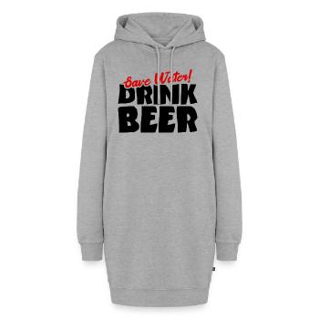 Spare Wasser! Trink Bier - Hoodie-Kleid - Grau meliert - Vorne
