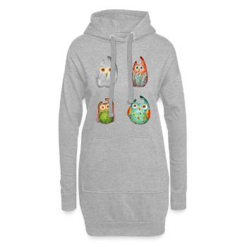 Eule Uhu Tier Waldtier Steinkauz Schleiereulen Fun - Hoodie-Kleid - Grau meliert - Vorne