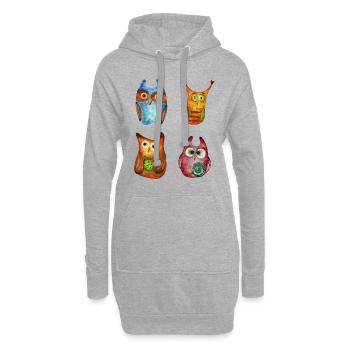 Eule Uhu Tier Waldtier Steinkauz Schleiereulen Fun - Hoodie-Kleid - Grau meliert - Vorne