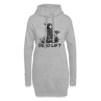 Sport Motivation Sensenmann Skelett Dead.Lift - Hoodie-Kleid - Grau meliert - Vorne