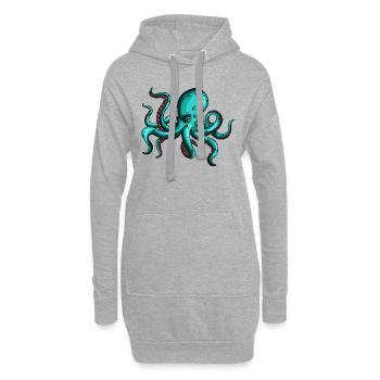 8 armiger blauer Oktopus Tintenfischfan Liebhaber - Hoodie-Kleid - Grau meliert - Vorne