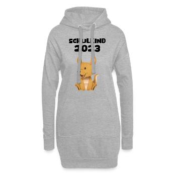 Schulkind 2023 Känguru Einschulung Erstklässler - Hoodie-Kleid - Grau meliert - Vorne
