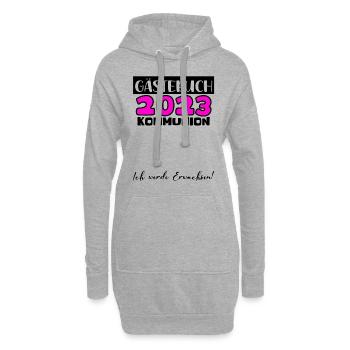 2023 Kommunion Gästebuch Mädchen Jungen Geschenk - Hoodie-Kleid - Grau meliert - Vorne
