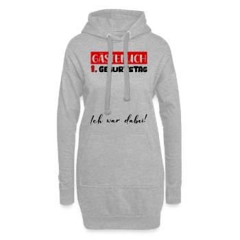 Gästebuch 1 Jahr Geburtstag Deko Bitte Eintragen - Hoodie-Kleid - Grau meliert - Vorne