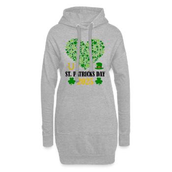 Accessoires de la Saint-Patrick Irlande Shamrock Décoration - Sweat-shirt à capuche long Femme - gris chiné - Devant