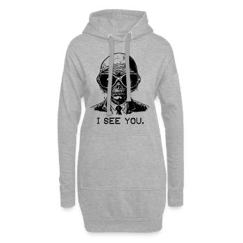 Brille aus dem Weltraum: Alien, ich sehe dich - Hoodie-Kleid - Grau meliert - Vorne