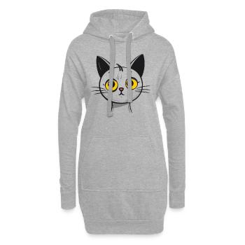 Niedliche traurige Cartoon Katze - Hoodie-Kleid - Grau meliert - Vorne