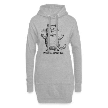 so groß...glaub mir: Angeber Cartoon Katze - Hoodie-Kleid - Grau meliert - Vorne